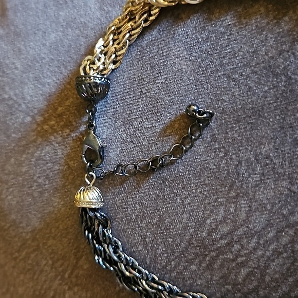 VTG Chunky Chain Two-tone Negligee Lariat Tassel Necklace - Picture 6 of 7